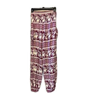 Harem pants burgundy and white small